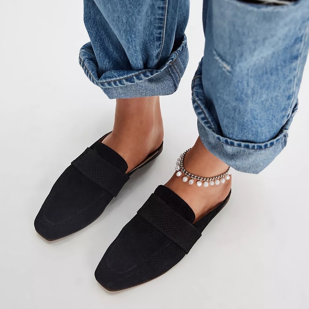 Free People At Ease Embossed Loafers Black 9